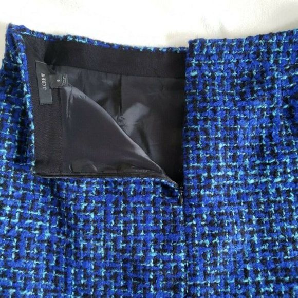J. Crew mini skirt Shirttail Mini piped tweed blue and light blue cotton wool 4 - Picture 5 of 15